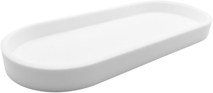 Happitasa Premium 12” x 5” Silicone Vanity Tray | Sink and Surface Organizer with Sturdy Non-Slip Base | Heat Safe, Dishwasher Safe (White)