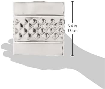 Monarch Abode Tissue Box Cover Square – Handcrafted Geo Embossed Nickel Chrome Finish Metal Tissue Holder Box for Bathroom Accessory, Aesthetic Decorative Facial Napkin Cube for Modern Home Decor