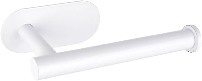 1 Pack Toilet Paper Holder Self Adhesive,Rustproof Adhesive Toilet Roll Holder No Drilling Tissue Holder for Kitchen Bathroom Tissue Holder Bathroom, Kitchen, Washroom Wall Mount (White)
