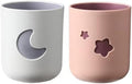 Two-Color Lucky Pair Cup Bathroom Toothbrush Cup Household Cartoon Star Moon Water Cup (Pink & White)