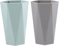 RabyLeo-Bathroom Cups 2Pieces, Plastic Toothbrush Holder, Tumbler Cup, Geometric Rhombus Mouth Cup, 400ml, (Grey & Green)