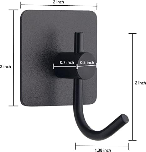 PMMASTO Towel Hooks - Heavy Duty Wall Robe Coat Hook for Hanging- Shower Hooks (Black, “ J ”Shape 6PC)