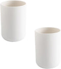 Round Plastic Toothbrush Cups - Couples Wash Cups with Mouthwash Compartments (White)