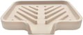 Happitasa Silicone Soap Dish Tray and Sponge Holder with Drain Chute and Feet | 3-Way Sloped Design | Bathroom and Kitchen Sink Organizer Caddy (Sand Dollar, 5"x4")