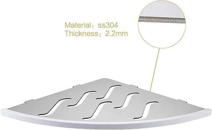 10" Corner Shower Shelf 2pcs with Basket and Recessed Shower Corner Shelf, 14 Guage Thick 304 Stainless Steel Grounted in for Tiled Wall, No Drilling Holes Needed.