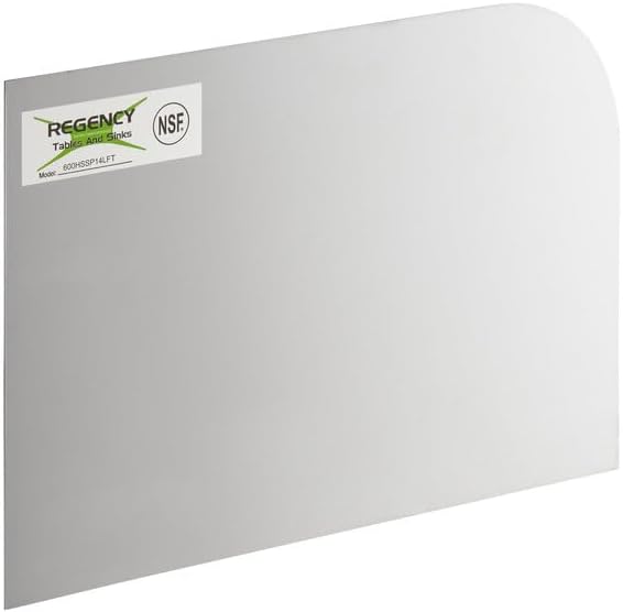 Left Hand Stainless Steel Sink Splash Guard Kit, Silver, 14 x 10 Inches, Type 304, 18 Gauge, with Adhesive Tape