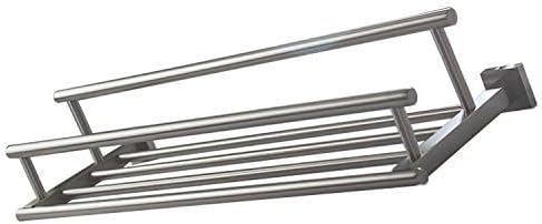 Premium Modern Double Hanging Quadruple Towel Bar Rack w/Square Base (24 Inches)- Brushed Finish, Stainless Steel, Water and Rust Proof, Top of The line Rack and Shelf
