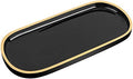 Emibele Jewelry Organizer Oval Resin Tray, Bathroom Kitchen Dresser Vanity Tray Jewelry Dish Ring Holder Cosmetic Organizer for Candle Perfume Soap Shampoo Home Decor - Black & Gold