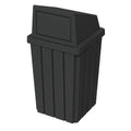Campus Collection 32 Gallon Square Slatted 100% Recycled Plastic Heavy-Duty Commercial Outdoor or Indoor Trash Can with Push Top Lid | Great for Schools and Businesses - Black