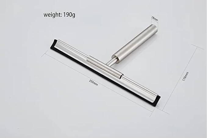 Shower Squeegee Bathroom Mirror Glass Wiper Stainless Steel Window Cleaning for Shower Kitchen Floor Glass Silicone Scraper (Rose Gold)