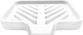 Happitasa Silicone Soap Dish Tray and Sponge Holder with Drain Chute and Feet | 3-Way Sloped Design | Bathroom and Kitchen Sink Organizer Caddy (White, 5"x4")