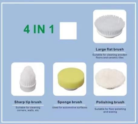 Electric Multifunctional Cleaning Brush Set for Home Use - Manual Powerful Cleaning Tool Kit (4-Piece Set) for Kitchen, Bathroom, Toilet and Floors.