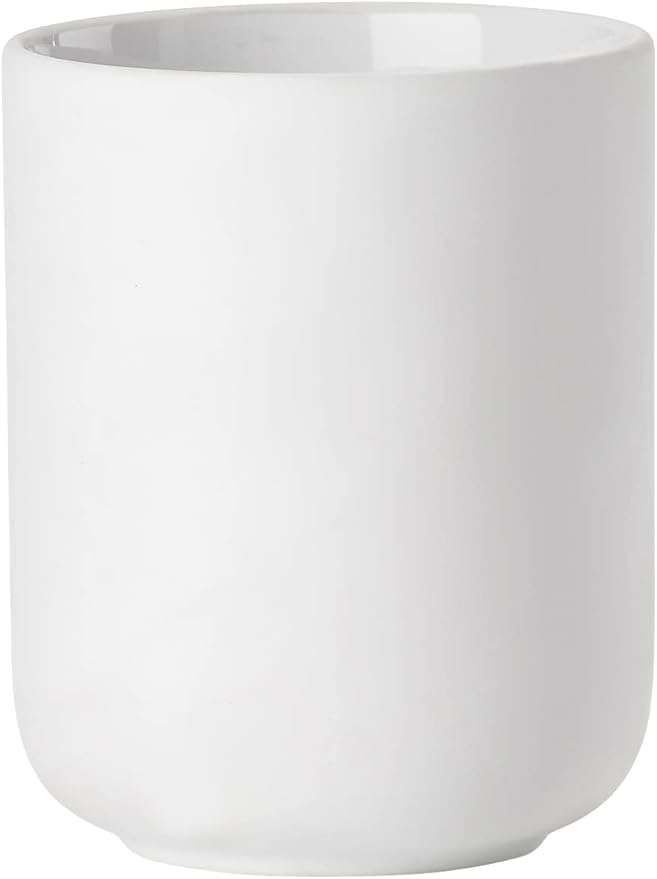 ZONE DENMARK Nova One Toothbrush Mug | Sleek and Modern Bathroom Accessory | Revitalize Your Daily Routine with Scandinavian Elegance and Practicality Unite in This Soft Touch Coating (White)
