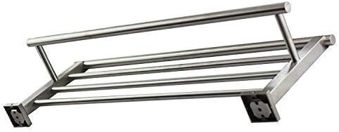 Premium Modern Single Hanging Quadruple Towel Rack Bar w/Square Base (24 Inches), Brushed Finish, Stainless Steel, Water and Rust Proof, Wall Mounted, Easy to Install