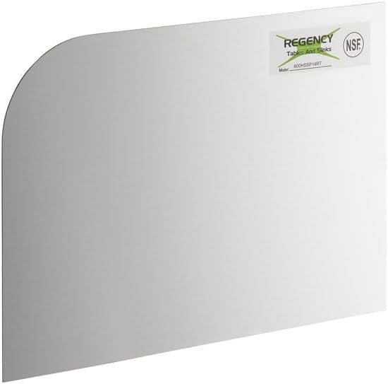 Stainless Steel Hand Sink Side Splash Kit, 14 x 10 Inches, Type 304, 18 Gauge, Right Hand, Silver, with Adhesive Tape