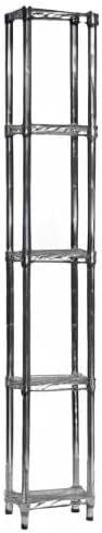 Shelving Inc. 8" d x 12" w x 64" h Chrome Wire Shelving with 5 Tier Shelves, Weight Capacity 800lbs Per Shelf