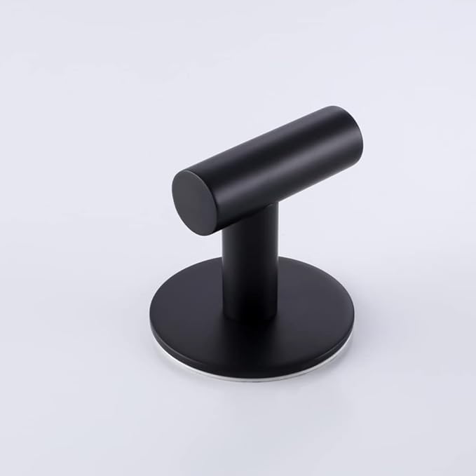 Adhesive Hooks 304 Stainless Steel Robe Hook Holder Heavy Coat Hook for Bathroom Kitchen Livingroom Garage Hotel Brushed Finish 2pcs (Matte Black)
