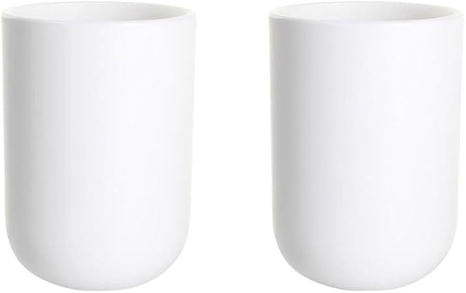 Simple Solid Color Toothbrush Cup PP mouthwash Cup Plastic Cup Toothbrush Holder Cup 2. (White & White)