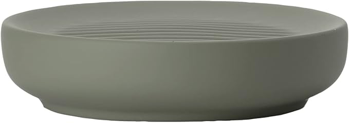 ZONE DENMARK Nova Porcelain Soap Dish with Soft Touch Coating, Green (Olive Green)