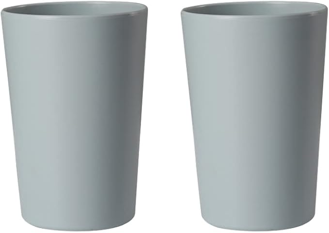Bathroom Tumbler, Unbreakable Dishwasher, Safe Drink cup, Plastic cup 11 ounces, 2 pieces (grey and grey)