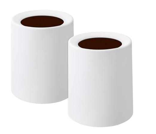 Modern Round Trash Can Open Top Trash Bin 2 Pack, White Garbage Can with Removable Plastic Bin - Keeps Liner Bag Hidden Minimalist Office Trash Can Touchless Bathroom Garbage Can, 3.2Gal/12L