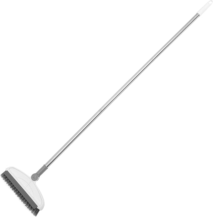 TOYANDONA Bathroom Floor Scrubber Brush with Long Handle, Stiff Bristle Crevice Cleaning Brush for Tile Grout and Shower, 126cm Extendable Hard Bristle Scrubbing Tool for Bathroom