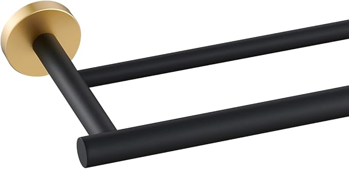 Miyili 30-Inch Bathroom Double Towel Bar SUS 304 Stainless Steel Bath Towel Rack Holder Wall Mount Black & Gold, A01BG75B