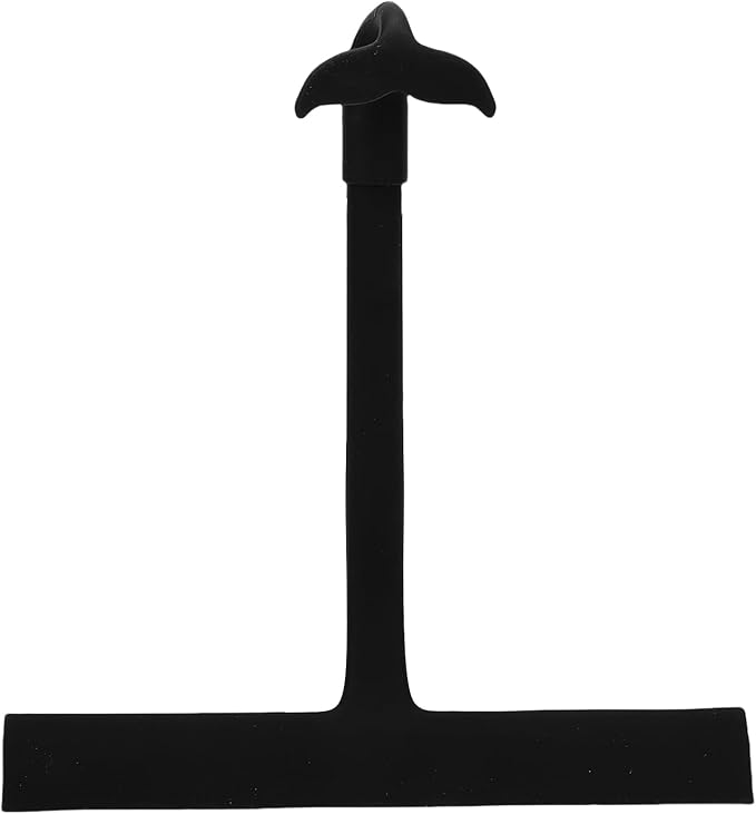 Focket Silicone Shower Squeegee, Builtin Hook Design Multipurpose Window Wiper, Bathroom Glass Scraper with 145 Angled Handle for Shower Doors Tiles and Mirrors (Black)