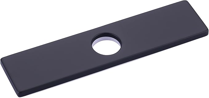 10" Sink Faucet Hole Cover Deck Plate for Bathroom & Kitchen Vanity Sink, Black Escutcheon Plate Stainless Steel Outside Faucet Cover Cap Rectangle Mixer Tap