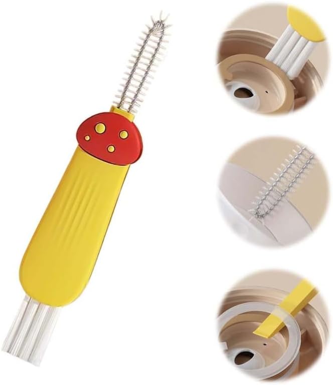 3 in 1 Cup Lid Cleaning Brush, 2024 Multifunctional Crevice Portable Cup Lid Cleaning Brush for Bottle Gap Tight Spaces Cup (C-Yellow)