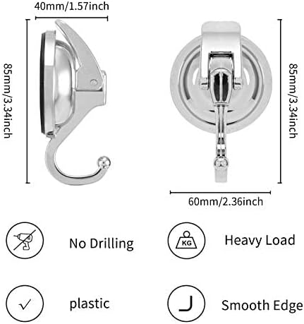 Wreath Hanger,6Pack, Silver-Plated Plished Suction up for Window Glass Kitchen Bathroom Hooks Reusable Without Punching for Towel Loofah Robe Coat Wreath Decor