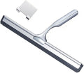 Gold T Design Aluminum Shower Squeegee with Silicone Brush for Bathroom Door Mirror Car Glass with Hook Scraper Cleaner,Silver,25.6 * 16.5cm Hook Type