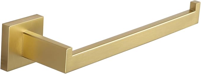 LANC Bathroom Hand Towel Holder Brushed Gold Hand Towel Bar 10 Inche Right Side Square Towel Ring for Kitchen Restroom Wall Mounted Stainless Steel Modern Towel Racks Hanger, A8806BG