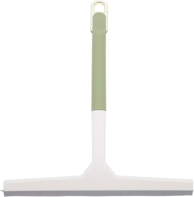Wide Glass Shower Squeegee with Soft Rubber Blade, Handheld Window and Car Windshield Water Scraper for Home Bathroom Cleaning, Light Green
