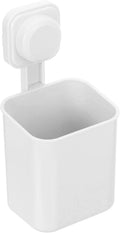 uxcell 1Pcs Suction Toothbrush Holder, 4" x 8" Wall Mounted Shower Caddy Organizer Cup for Tooth Brush, Toothpaste, Razors in Bathroom, Kitchen(White)