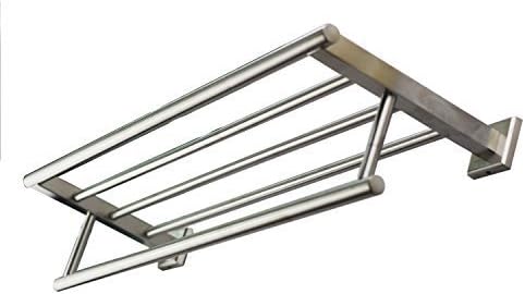 Premium Modern Single Hanging Quadruple Towel Rack Bar w/Square Base (24 Inches), Brushed Finish, Stainless Steel, Water and Rust Proof, Wall Mounted, Easy to Install
