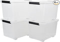 4-Pack Clear Large Plastic Storage Box with Wheels, 70 L Latching Storage Box