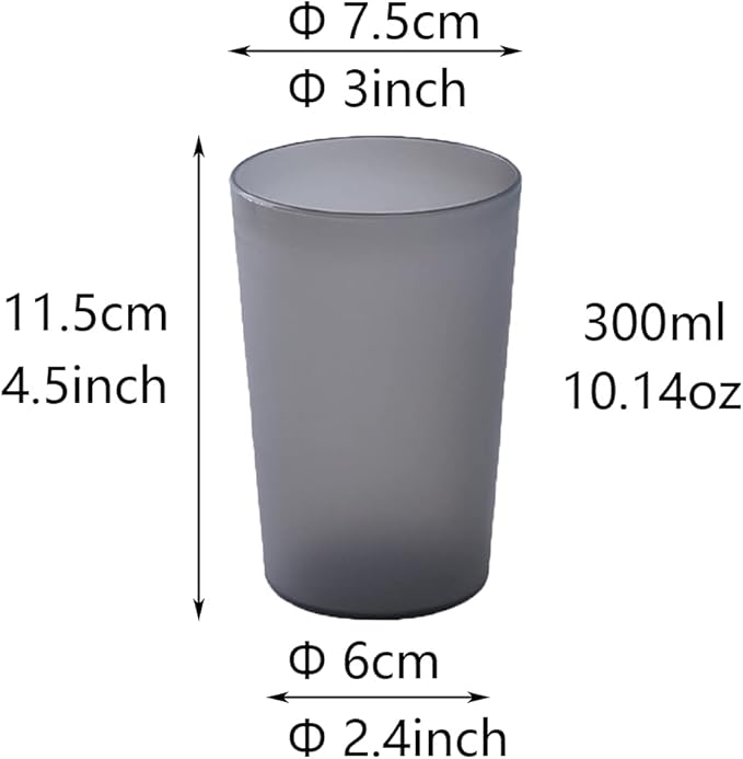 Simple Drinking Cup, Household Plastic Cup, Couple Toothbrush Holder, Large Capacity 300ml (10 oz) Mug (300 ml). (Translucent Black & White)