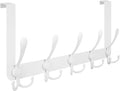 TICONN Over The Door Hooks, 5 Heavy Duty Tri Coat Rack All Metal Coat Hanger for Bathroom Bedroom Dorm (White, 1PK, Fit 1-3/8" Doors)