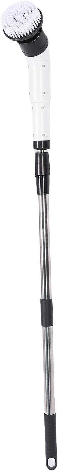 Dioche Electric Cleaning Brush Cordless Scrubber with Adjustable Speed 9 Replaceable Brush Heads Long Handle for Bathroom Kitchen White