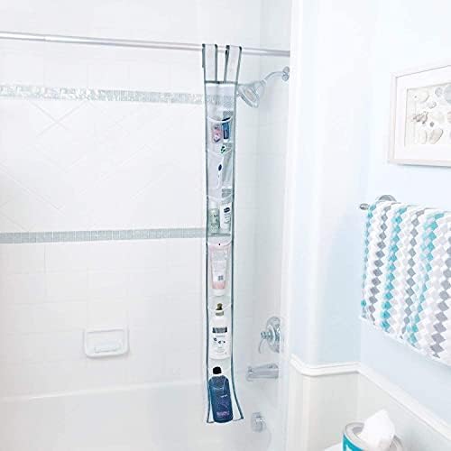 Skywin TidyFriend Mesh Shower Caddy Hanging 60 x 6 Inches, 2 Pack Mesh Hanging Organizer with 7 Pockets, 100% Polyester, Adjustable Velcro Strap or Hook