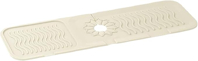 Kitchen Sink Splash Guard - Foldable Silicone Faucet Cover & Drip Tray, Water Diverter Mat for Kitchen & Bathroom Sink, Keep Countertop Dry, 14.5"x5.31"x0.2" (White,L)