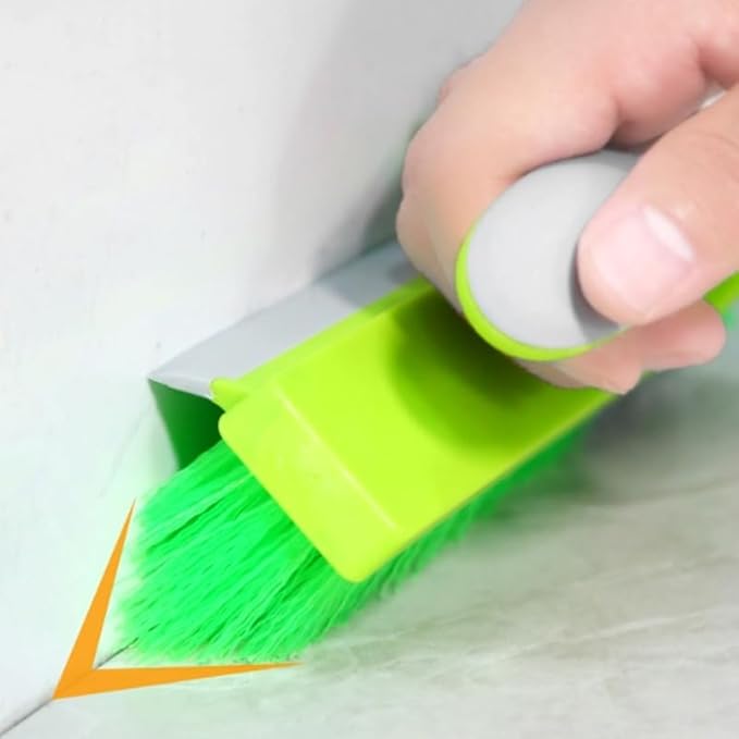 Crevice Cleaning Brush, Multi-Purpose Hard Bristle Brush with Fine Bristles for Deep Cleaning Corners, Grout, Tile, Appliance Edges, Window Tracks,Hanging Hole for Easy Storage (Green)