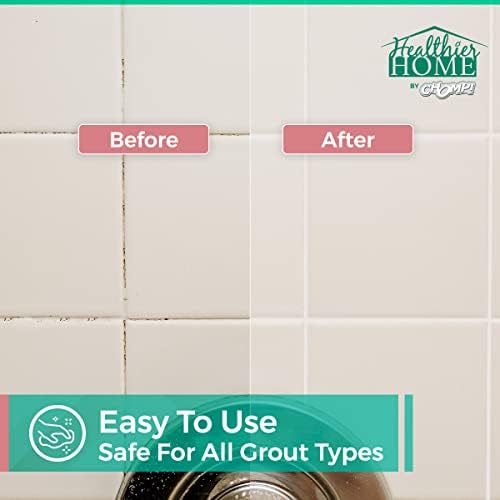 CHOMP! Grout Cleaner Bundle, Includes Long Handle Stand Up Brush, Refreshes Grout and Removes Stains on Tile Floors and Bathroom Walls & Kitchens (5 Pack Set)