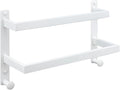 16 Inch Double Towel Bar for Bathroom with Hooks SUS 304 Stainless Steel Bath Towel Rack Wall Mounted White Finished