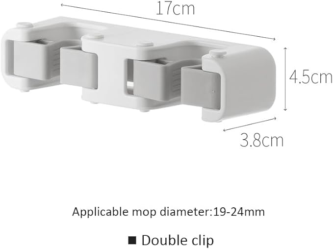 Broom Holder Wall Mount Mop and Command Broom Hanger Organizer Wall Mount Self Adhesive (Single clip+double clip)