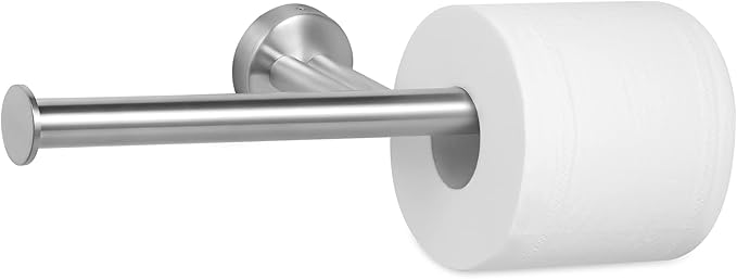 Double Roll Toilet Paper Holder Wall Mounted for Bathroom Brushed Nickel, SUS304 Stainless Steel 2 in 1 Dual Tissue Roll Holder for Holding 2 Toilet Rolls