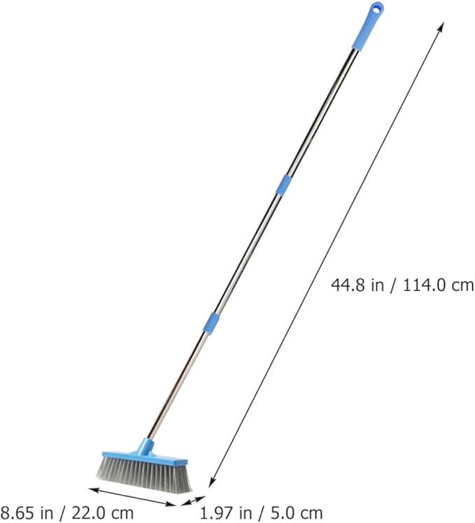 Long Handle Floor Scrubbing Brush with Hard Bristles, Tile Corner Cleaning Brush for Bathroom and Outdoor Floors, Sturdy Shower and Grout Scrubber for Heavy-Duty Cleaning