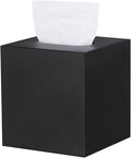 Metal Square Tissue Box lid, Modern Facial Tissue Holder for Bathroom Vanity Tops, Bedroom Dressers, Nightstands, Desks, Offices (Black)
