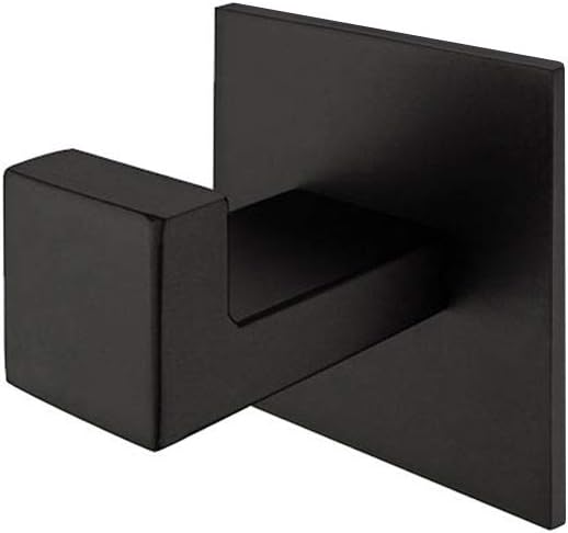 Self Adhesive 304 Stainless Steel Bathroom Square Towel Hook Matte Black Finish Coat Hat Door Hook Hanger Bathroom Accessories,No Screw Need